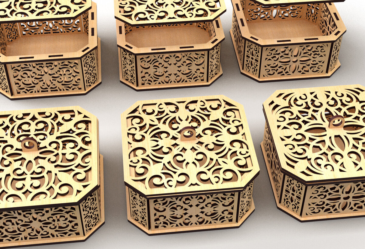 Intra απο ξύλο plywood  Χρώμα wenge 3mm-4mm πάχος - Διακοσμητικό κουτί δώρου με εξάγωνο 4 Δίασταση 15x15 cm INTRAFABR-117783386