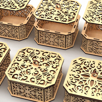 Intra απο ξύλο plywood  Χρώμα wenge 3mm-4mm πάχος - Διακοσμητικό κουτί δώρου με εξάγωνο 4 Δίασταση 15x15 cm INTRAFABR-117783386 - Image 2