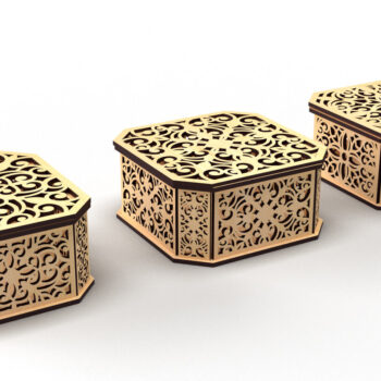 Intra απο ξύλο plywood  Χρώμα wenge 3mm-4mm πάχος - Διακοσμητικό κουτί δώρου με εξάγωνο 4 Δίασταση 15x15 cm INTRAFABR-117783386 - Image 3