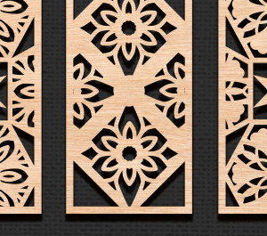 Intra απο ξύλο plywood  Χρώμα wenge 3mm-4mm πάχος - Διακοσμητικό πάνελ κοπής με λέιζερ Δίασταση 20x20 cm INTRAFABR-67095464