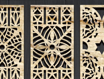 Intra απο ξύλο plywood  Χρώμα wenge 3mm-4mm πάχος - Διακοσμητικό πάνελ κοπής με λέιζερ Δίασταση 20x20 cm INTRAFABR-120501219 - Image 1