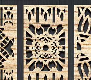 Intra απο ξύλο plywood  Χρώμα wenge 3mm-4mm πάχος - Διακοσμητικό πάνελ κοπής με λέιζερ Δίασταση 20x20 cm INTRAFABR-97562989