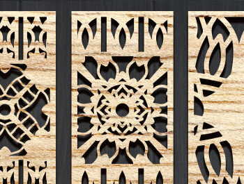 Intra απο ξύλο plywood  Χρώμα wenge 3mm-4mm πάχος - Διακοσμητικό πάνελ κοπής με λέιζερ Δίασταση 20x20 cm INTRAFABR-97562989 - Image 1