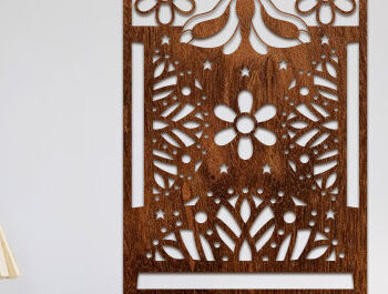 Intra απο ξύλο plywood  Χρώμα wenge 3mm-4mm πάχος - Διακοσμητικό πάνελ κοπής με λέιζερ πακέτο Δίασταση 20x20 cm INTRAFABR-97563273 - Image 3