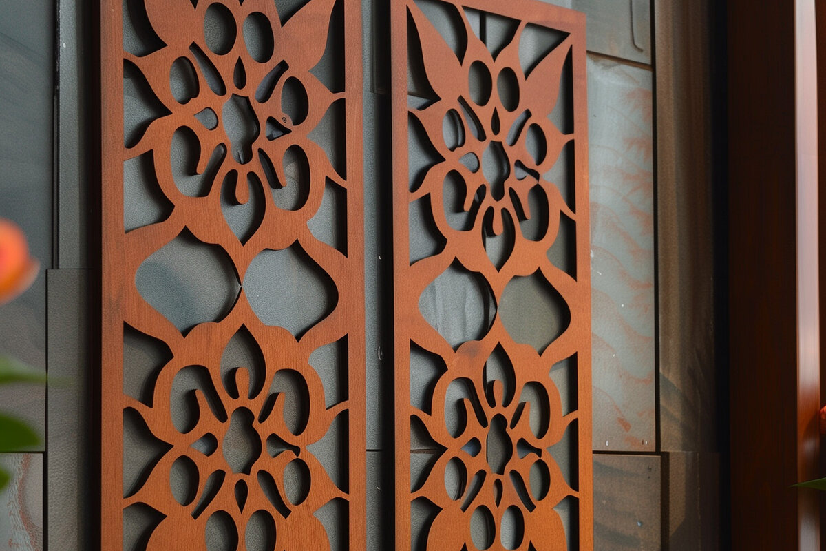 Intra απο ξύλο plywood  Χρώμα wenge 3mm-4mm πάχος - Διακοσμητικό πρότυπο πάνελ κοπής λέιζερ Δίασταση 20x20 cm INTRAFABR-97564649