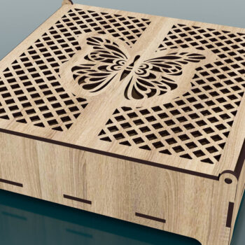 Intra απο ξύλο plywood  Χρώμα wenge 3mm-4mm πάχος - Διακοσμητικό Ξύλινο κουτί κοπής με λέιζερ με καπάκι Δίασταση 200x200 cm INTRAFABR-97562749 - Image 2