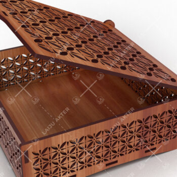 Intra απο ξύλο plywood  Χρώμα wenge 3mm-4mm πάχος - Διακοσμητικό Ξύλινο κουτί δώρου κομμένο με λέιζερ Δίασταση 15x15 cm INTRAFABR-97562569 - Image 2