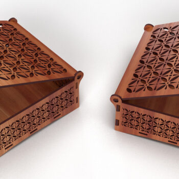 Intra απο ξύλο plywood  Χρώμα wenge 3mm-4mm πάχος - Διακοσμητικό Ξύλινο κουτί δώρου κομμένο με λέιζερ Δίασταση 15x15 cm INTRAFABR-97562569 - Image 3