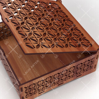 Intra απο ξύλο plywood  Χρώμα wenge 3mm-4mm πάχος - Διακοσμητικό Ξύλινο κουτί δώρου κομμένο με λέιζερ Δίασταση 15x15 cm INTRAFABR-97562569 - Image 4