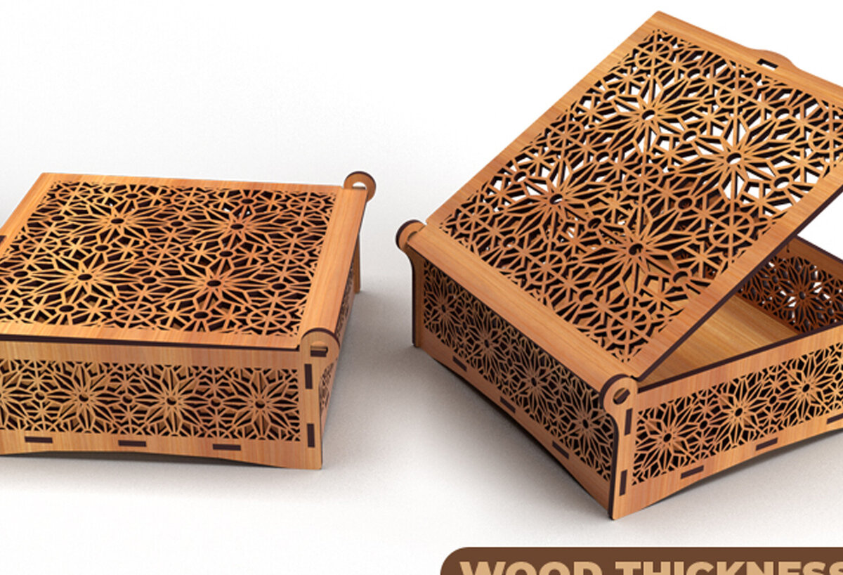 Intra απο ξύλο plywood  Χρώμα wenge 3mm-4mm πάχος - Διακοσμητικό Ξύλινο κουτί δώρου κομμένο με λέιζερ Δίασταση 15x15 cm INTRAFABR-98635939