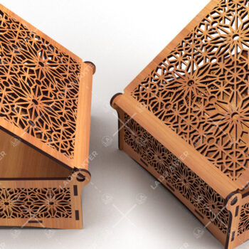 Intra απο ξύλο plywood  Χρώμα wenge 3mm-4mm πάχος - Διακοσμητικό Ξύλινο κουτί δώρου κομμένο με λέιζερ Δίασταση 15x15 cm INTRAFABR-98635939 - Image 2