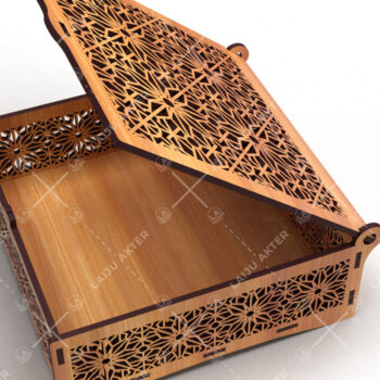 Intra απο ξύλο plywood  Χρώμα wenge 3mm-4mm πάχος - Διακοσμητικό Ξύλινο κουτί δώρου κομμένο με λέιζερ Δίασταση 15x15 cm INTRAFABR-98635939 - Image 3