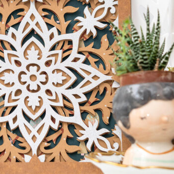 Intra απο ξύλο plywood  Χρώμα wenge 3mm-4mm πάχος - Διακοσμητικό κόψιμο Mandala 3D Layered Δίασταση 4x4 cm INTRAFABR-98635905 - Image 2