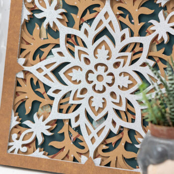 Intra απο ξύλο plywood  Χρώμα wenge 3mm-4mm πάχος - Διακοσμητικό κόψιμο Mandala 3D Layered Δίασταση 4x4 cm INTRAFABR-98635905 - Image 3