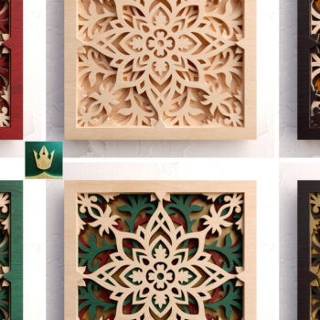 Intra απο ξύλο plywood  Χρώμα wenge 3mm-4mm πάχος - Διακοσμητικό κόψιμο Mandala 3D Layered Δίασταση 4x4 cm INTRAFABR-98635905 - Image 10