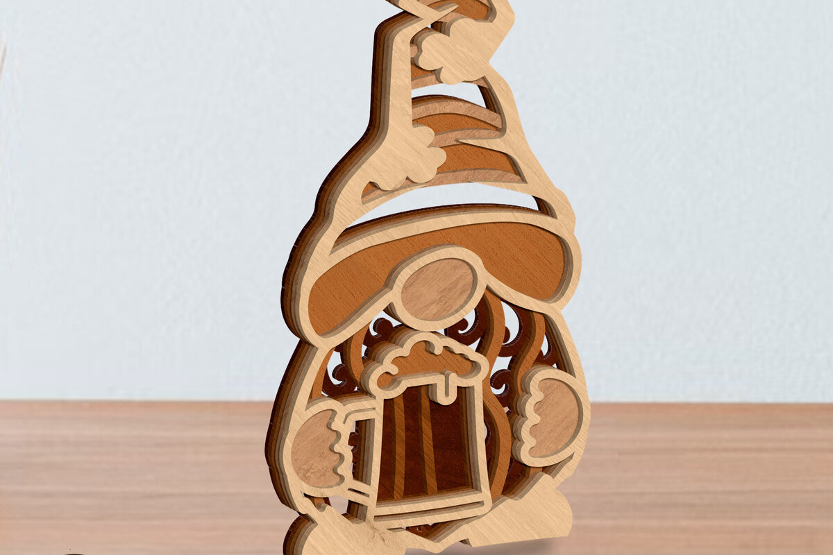 Intra απο ξύλο plywood  Χρώμα wenge 3mm-4mm πάχος - Διακοσμητικό Patricks Day Gnome, κομμένο Δίασταση 34x7 cm INTRAFABR-98389215