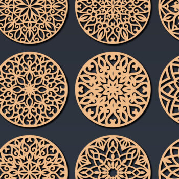 Intra απο ξύλο plywood  Χρώμα wenge 3mm-4mm πάχος - Σουβέρ με διακοσμητικό με λέιζερ Δίασταση 20x20 cm INTRAFABR-112492229 - Image 1