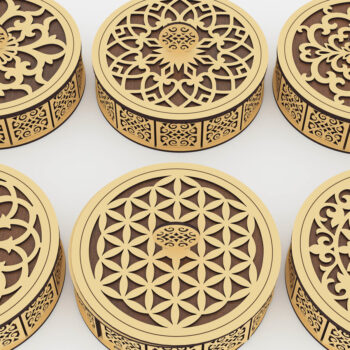 Intra απο ξύλο plywood Χρώμα wenge 3mm-4mm πάχος - Διακοσμητικό στρογγυλό κουτί Αρχεία Δίασταση 180x180 cm INTRAFABR-119069336 - Image 2