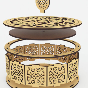 Intra απο ξύλο plywood Χρώμα wenge 3mm-4mm πάχος - Διακοσμητικό στρογγυλό κουτί Αρχεία Δίασταση 180x180 cm INTRAFABR-119069336 - Image 5