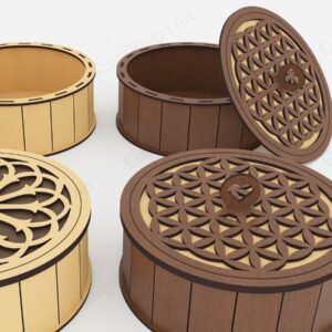 Intra απο ξύλο plywood  Χρώμα wenge 3mm-4mm πάχος - Διακοσμητικό στρογγυλό κουτί Αρχεία Δίασταση 180x180 cm INTRAFABR-98692350