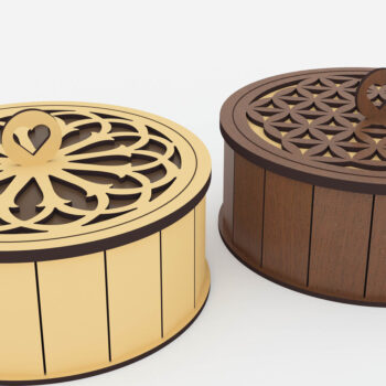 Intra απο ξύλο plywood  Χρώμα wenge 3mm-4mm πάχος - Διακοσμητικό στρογγυλό κουτί Αρχεία Δίασταση 180x180 cm INTRAFABR-98692350 - Image 2