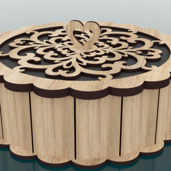 Intra απο ξύλο plywood  Χρώμα wenge 3mm-4mm πάχος - Διακοσμητικό στρογγυλό κουτί δώρου Δίασταση 180x180 cm INTRAFABR-98635996 - Image 2