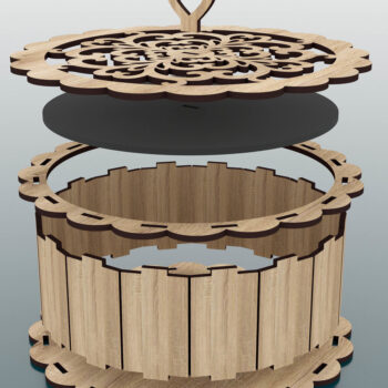 Intra απο ξύλο plywood  Χρώμα wenge 3mm-4mm πάχος - Διακοσμητικό στρογγυλό κουτί δώρου Δίασταση 180x180 cm INTRAFABR-98635996 - Image 3