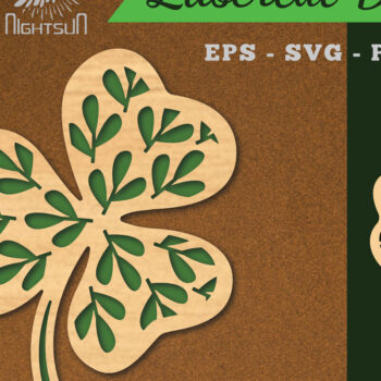 Intra απο ξύλο plywood  Χρώμα wenge 3mm-4mm πάχος - Διακοσμητικό κομμένο με λέιζερ τριφύλλι διακόσμηση Δίασταση 20x20 cm INTRAFABR-98692063 - Image 1