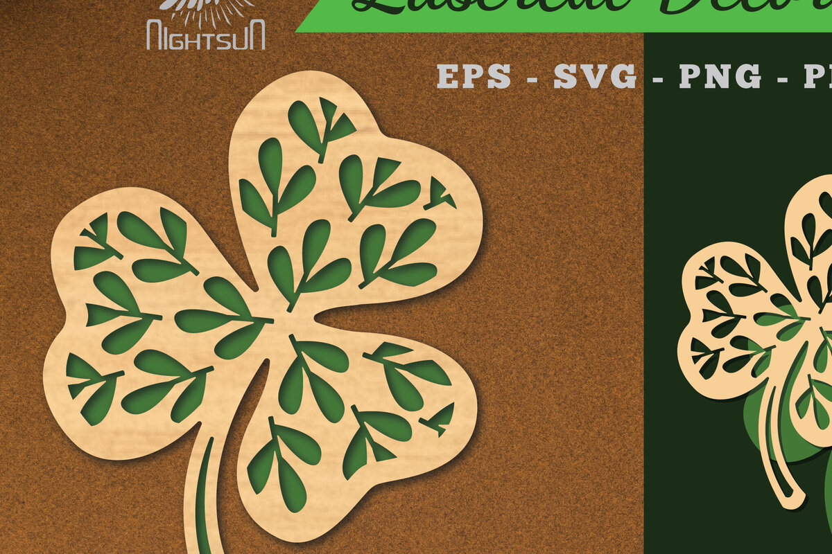 Intra απο ξύλο plywood  Χρώμα wenge 3mm-4mm πάχος - Διακοσμητικό κομμένο με λέιζερ τριφύλλι διακόσμηση Δίασταση 20x20 cm INTRAFABR-98692063