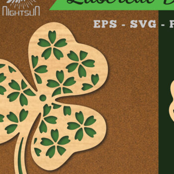 Intra απο ξύλο plywood  Χρώμα wenge 3mm-4mm πάχος - Διακοσμητικό κομμένο με λέιζερ τριφύλλι διακόσμηση Δίασταση 20x20 cm INTRAFABR-67065204 - Image 1