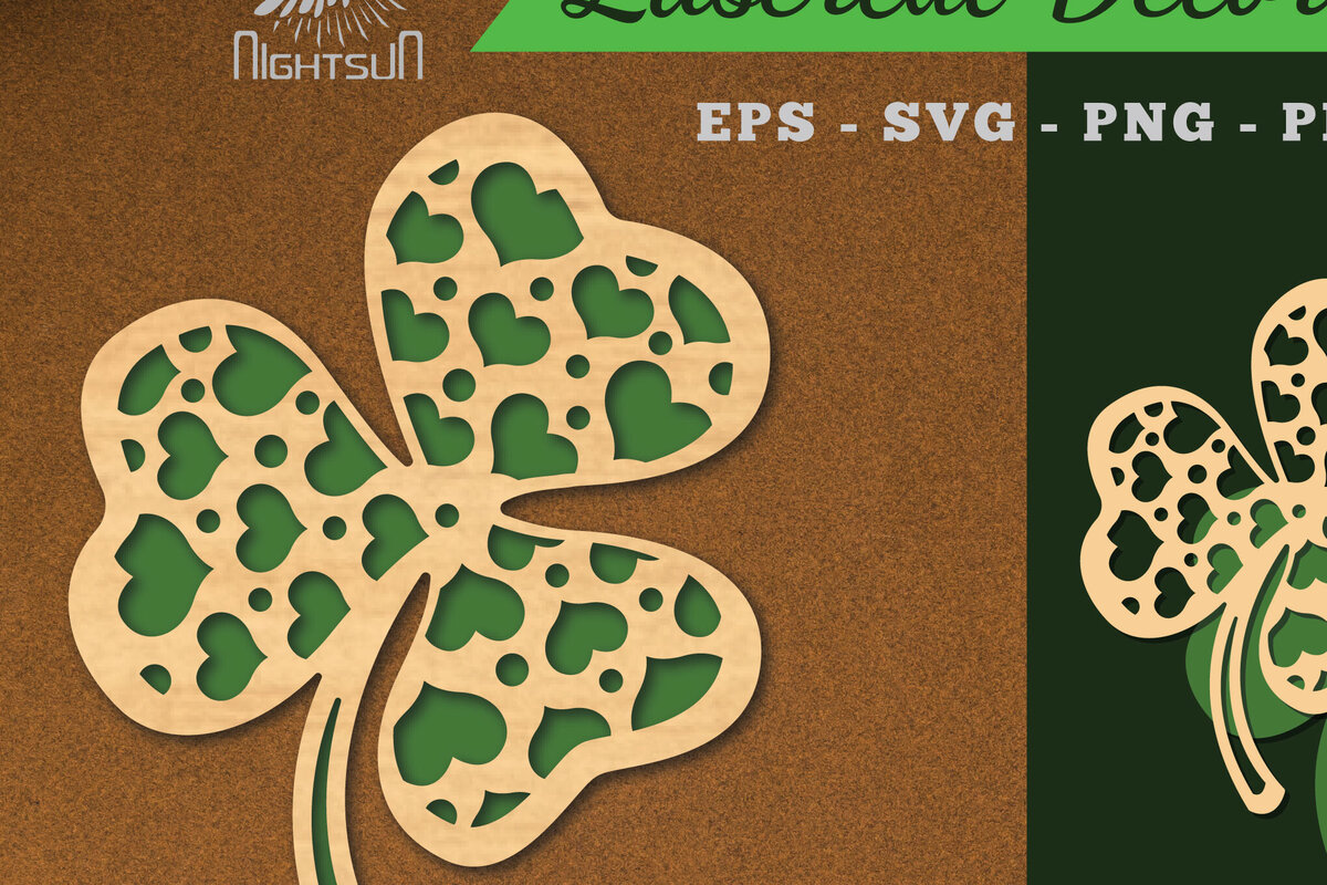 Intra απο ξύλο plywood  Χρώμα wenge 3mm-4mm πάχος - Διακοσμητικό κομμένο με λέιζερ τριφύλλι διακόσμηση Δίασταση 20x20 cm INTRAFABR-67074776