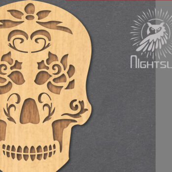 Intra απο ξύλο plywood  Χρώμα wenge 3mm-4mm πάχος - Διακοσμητικό διακοσμητικό με λέιζερ κρανίου 1 Δίασταση 20x20 cm INTRAFABR-97561358 - Image 1