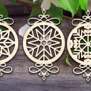 Intra απο ξύλο plywood  Χρώμα wenge 3mm-4mm πάχος - Διακοσμητικό στολίδι με νιφάδες χιονιού V3-3 Δίασταση 6x6 cm INTRAFABR-97562015