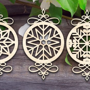 Intra απο ξύλο plywood  Χρώμα wenge 3mm-4mm πάχος - Διακοσμητικό στολίδι με νιφάδες χιονιού V3-3 Δίασταση 6x6 cm INTRAFABR-97562015 - Image 1