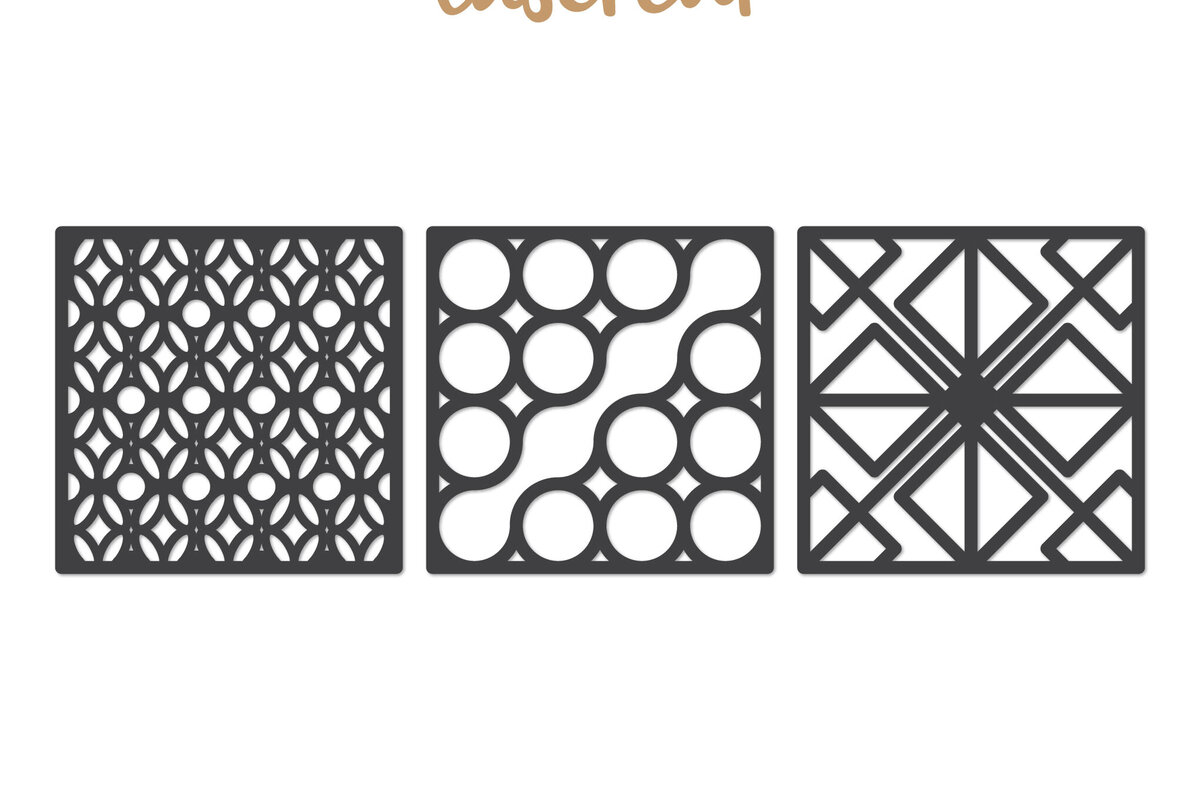 Intra απο ξύλο plywood  Χρώμα wenge 3mm-4mm πάχος - Διακοσμητικό τετράγωνο Lasercut Δίασταση 30x20 cm INTRAFABR-97562056