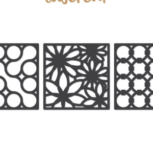 Intra απο ξύλο plywood  Χρώμα wenge 3mm-4mm πάχος - Διακοσμητικό τετράγωνο Lasercut Δίασταση 30x20 cm INTRAFABR-97562114