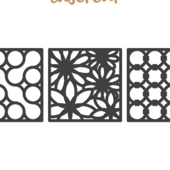 Intra απο ξύλο plywood  Χρώμα wenge 3mm-4mm πάχος - Διακοσμητικό τετράγωνο Lasercut Δίασταση 30x20 cm INTRAFABR-97562114 - Image 1