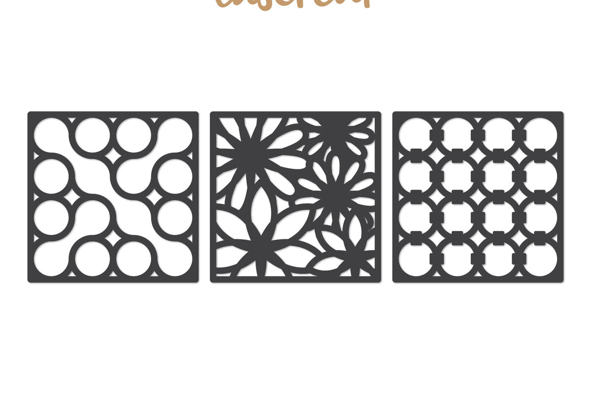 Intra απο ξύλο plywood  Χρώμα wenge 3mm-4mm πάχος - Διακοσμητικό τετράγωνο Lasercut Δίασταση 30x20 cm INTRAFABR-97562114