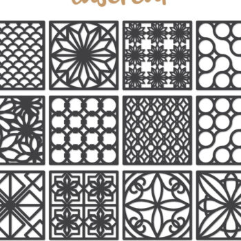 Intra απο ξύλο plywood  Χρώμα wenge 3mm-4mm πάχος - Διακοσμητικό τετράγωνο Lasercut Δίασταση 30x20 cm INTRAFABR-97561302 - Image 1