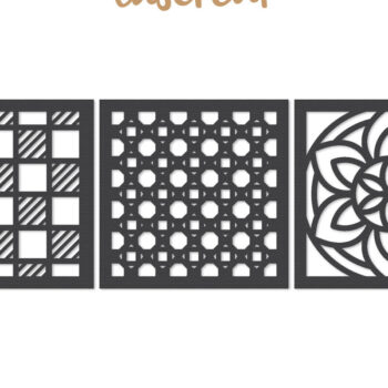 Intra απο ξύλο plywood  Χρώμα wenge 3mm-4mm πάχος - Διακοσμητικό τετράγωνο Lasercut Δίασταση 30x20 cm INTRAFABR-81735821 - Image 1