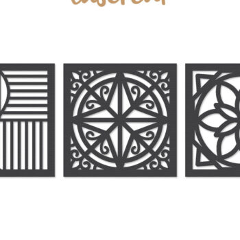 Intra απο ξύλο plywood  Χρώμα wenge 3mm-4mm πάχος - Διακοσμητικό τετράγωνο Lasercut Δίασταση 30x20 cm INTRAFABR-81735707 - Image 1