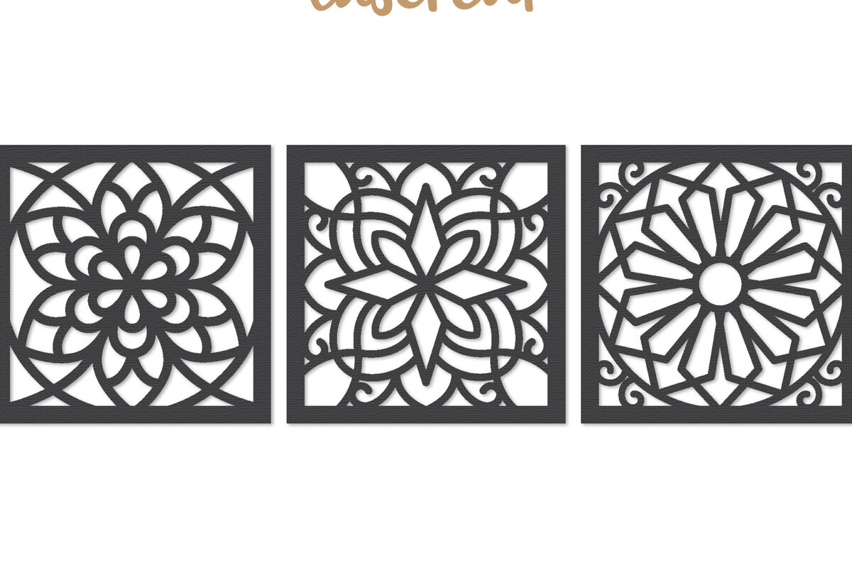 Intra απο ξύλο plywood  Χρώμα wenge 3mm-4mm πάχος - Διακοσμητικό τετράγωνο Lasercut Δίασταση 30x20 cm INTRAFABR-81736527