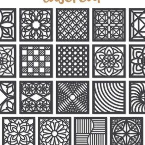 Intra απο ξύλο plywood  Χρώμα wenge 3mm-4mm πάχος - Διακοσμητικό τετράγωνο Lasercut Δίασταση 30x20 cm INTRAFABR-81735083