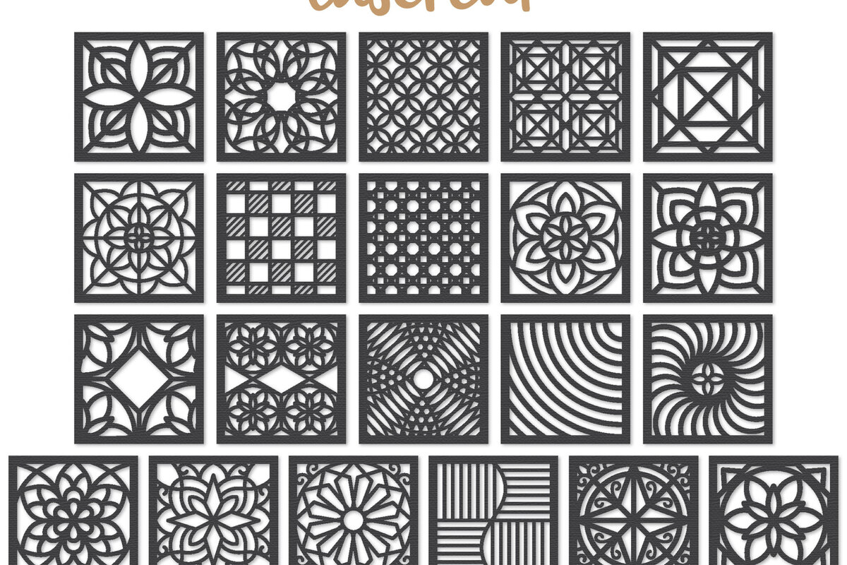 Intra απο ξύλο plywood  Χρώμα wenge 3mm-4mm πάχος - Διακοσμητικό τετράγωνο Lasercut Δίασταση 30x20 cm INTRAFABR-81735083