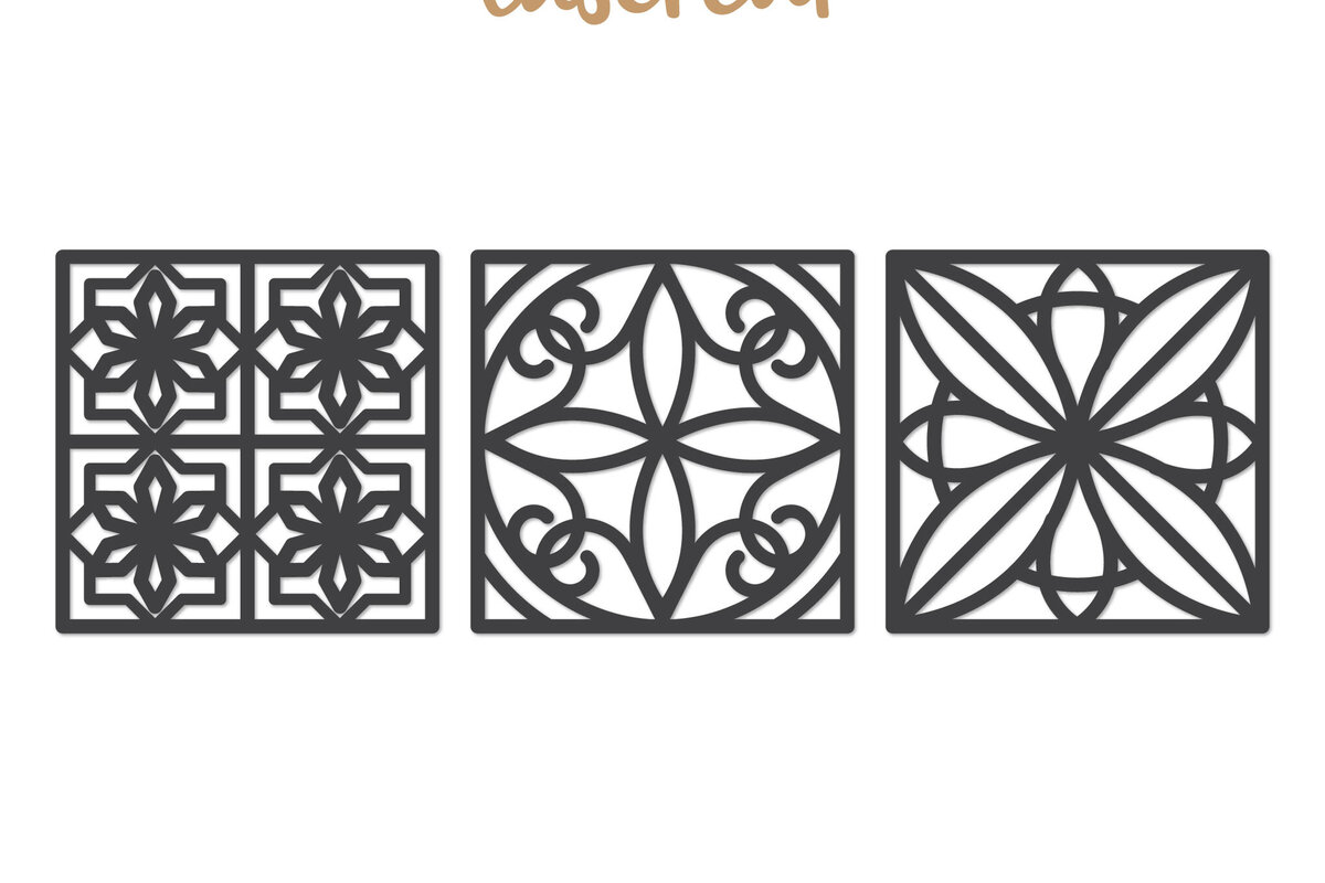 Intra απο ξύλο plywood  Χρώμα wenge 3mm-4mm πάχος - Διακοσμητικό τετράγωνο Lasercut Δίασταση 30x20 cm INTRAFABR-81735766