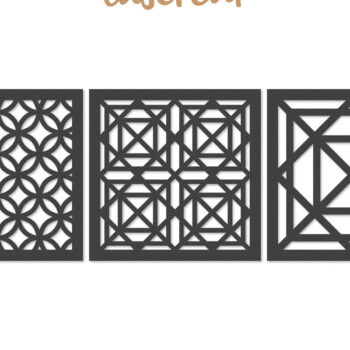 Intra απο ξύλο plywood  Χρώμα wenge 3mm-4mm πάχος - Διακοσμητικό τετράγωνο Lasercut Δίασταση 30x20 cm INTRAFABR-81736170 - Image 1