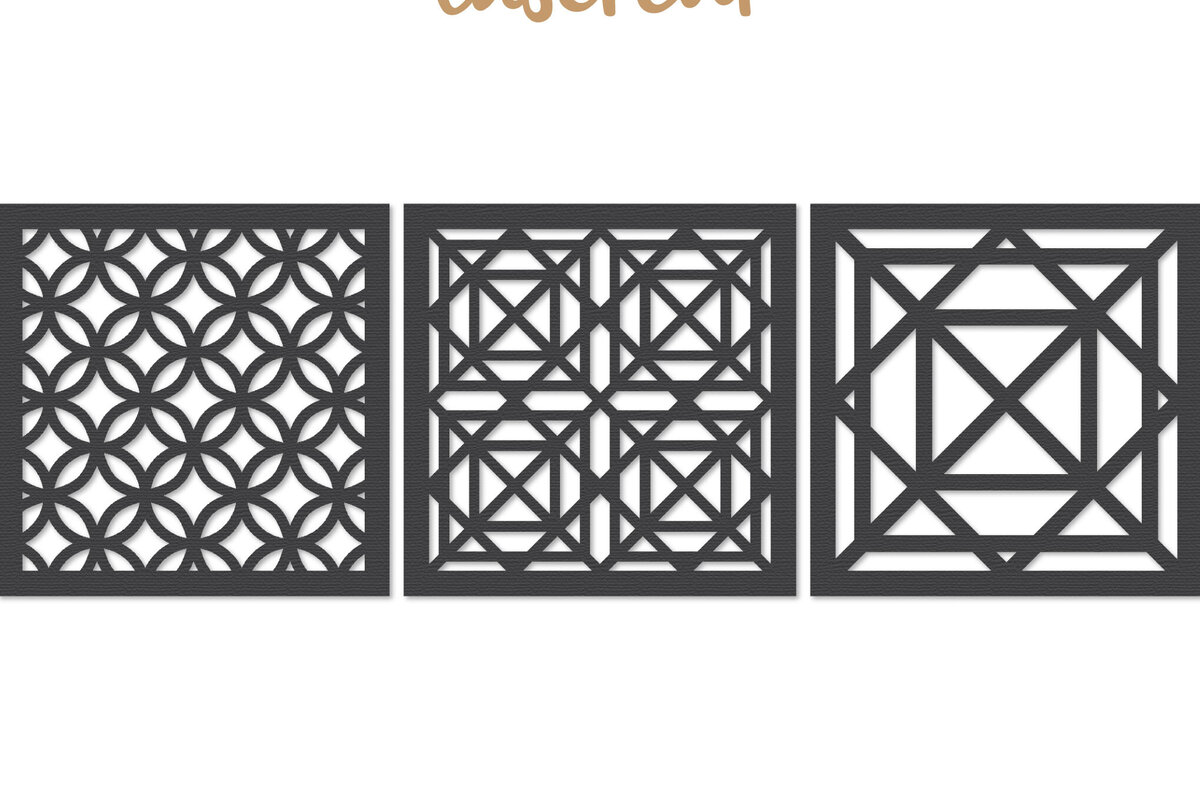 Intra απο ξύλο plywood  Χρώμα wenge 3mm-4mm πάχος - Διακοσμητικό τετράγωνο Lasercut Δίασταση 30x20 cm INTRAFABR-81736170