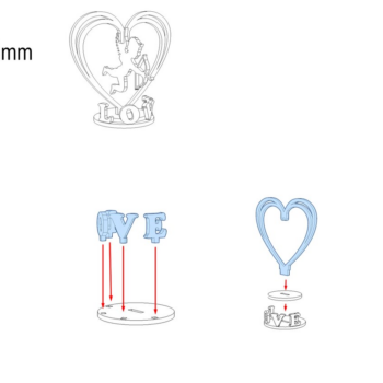 Intra απο ξύλο plywood  Χρώμα wenge 3mm-4mm πάχος - Διακοσμητικό άγαλμα για την Ημέρα του Αγίου Βαλεντίνου Δίασταση 20x20 cm INTRAFABR-82325787 - Image 1