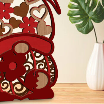 Intra απο ξύλο plywood  Χρώμα wenge 3mm-4mm πάχος - Διακοσμητικό Gnome του Αγίου Βαλεντίνου, Διακόσμηση σπιτιού Δίασταση 6x10 cm INTRAFABR-113537515 - Image 1