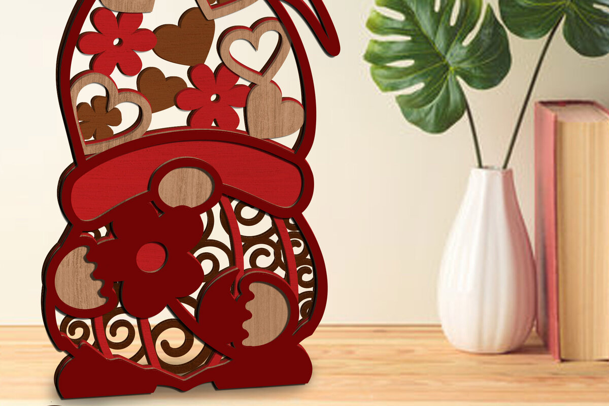 Intra απο ξύλο plywood  Χρώμα wenge 3mm-4mm πάχος - Διακοσμητικό Gnome του Αγίου Βαλεντίνου, Διακόσμηση σπιτιού Δίασταση 6x10 cm INTRAFABR-113537515